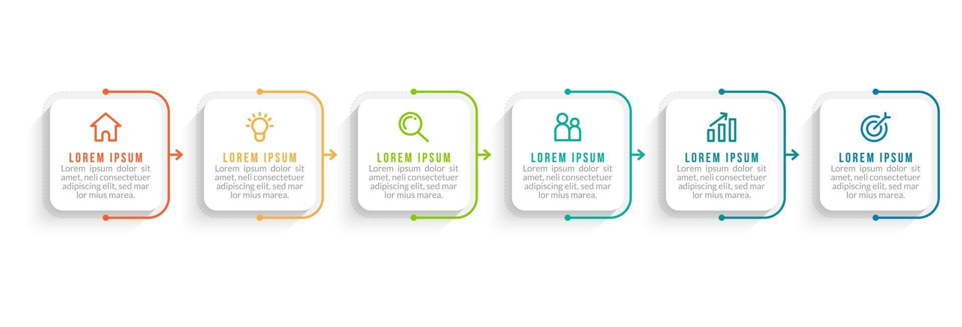 Infographic Template With 6 Workflow vector
