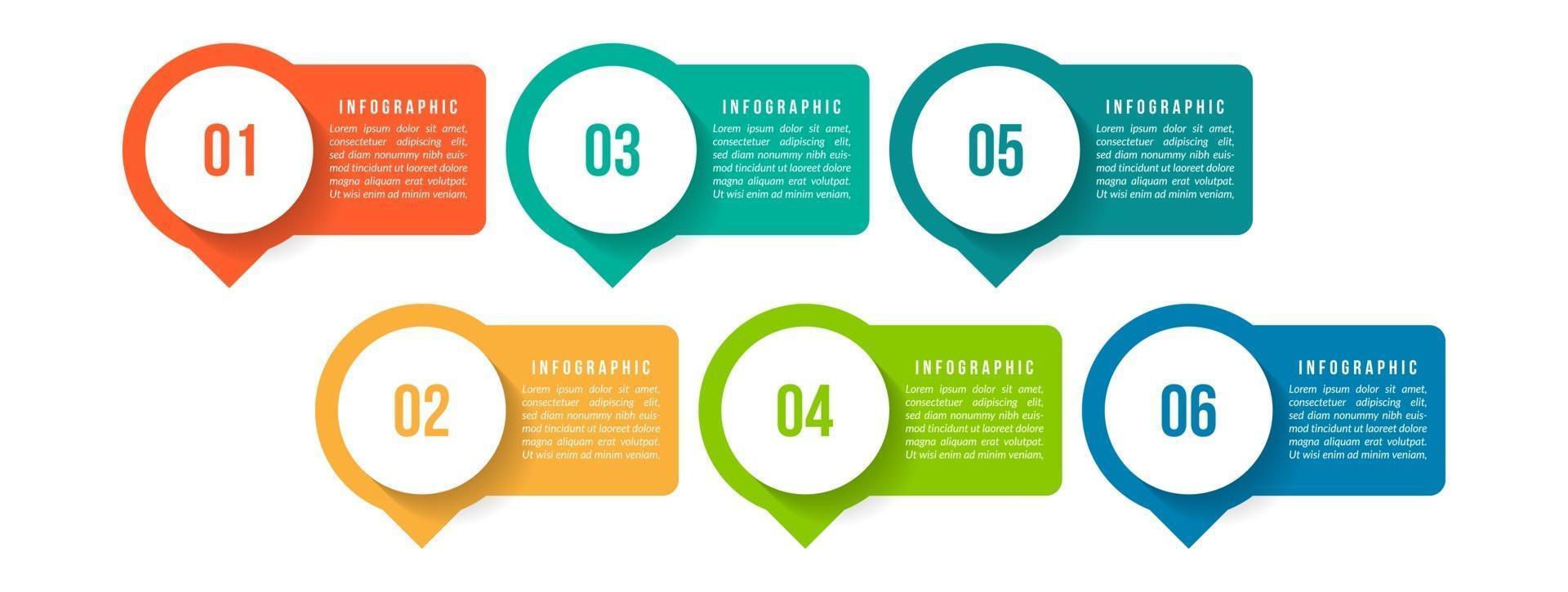 plantilla de infografía vectorial con 6 opciones vector