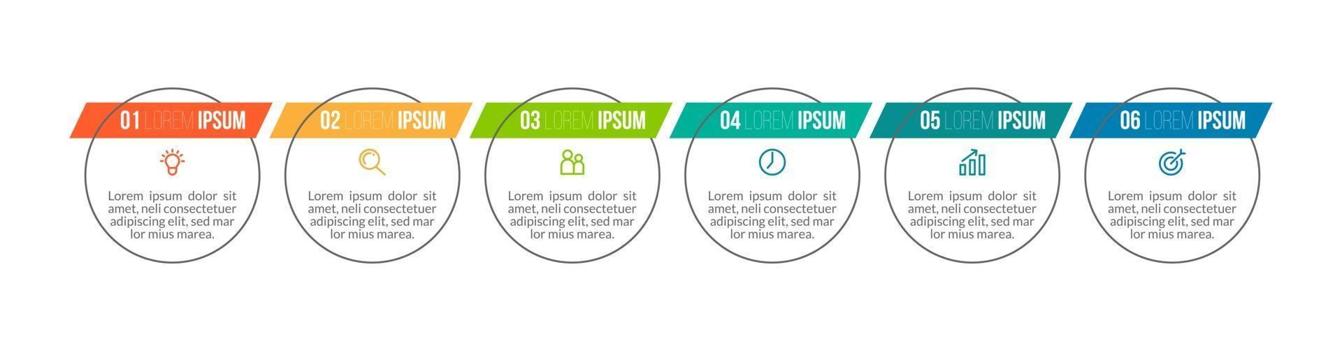 Infographic Template With 6 Process vector