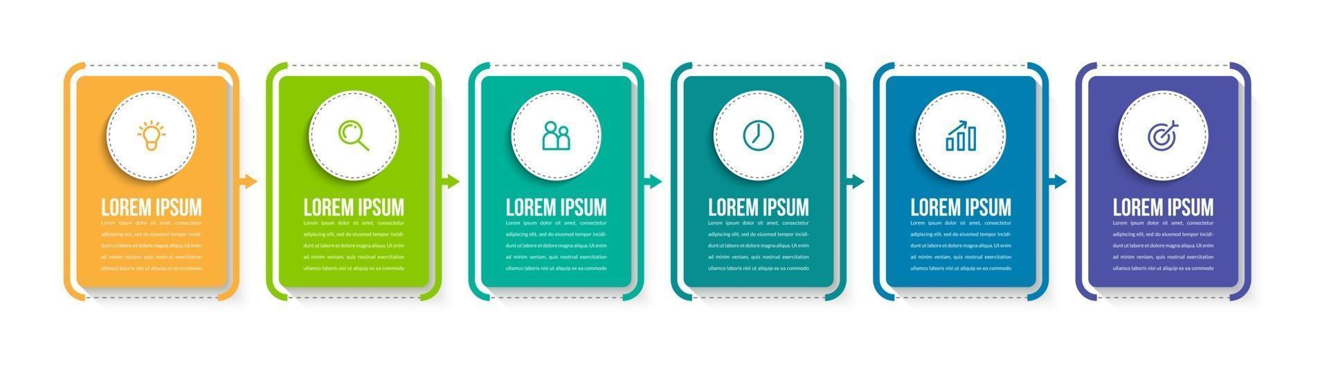Modern diagram with 6 Colorful Rectangular Elements vector
