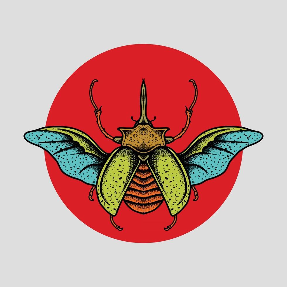 Insect drawing with red circle vector