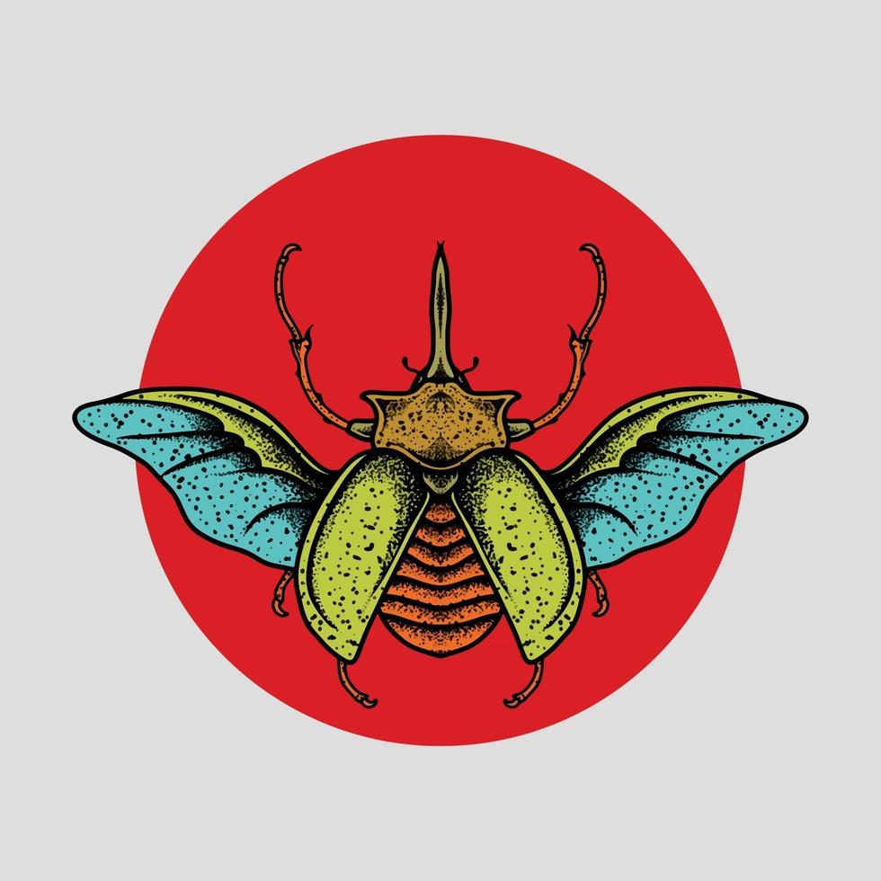 dibujo de insectos con circulo rojo vector