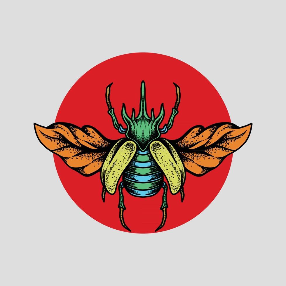 dibujo de insectos con circulo rojo vector