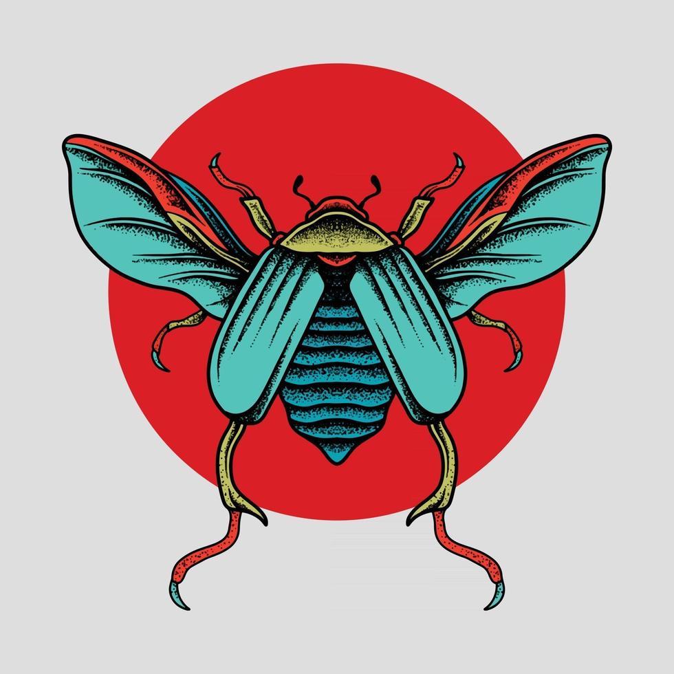 Insect drawing with red circle vector