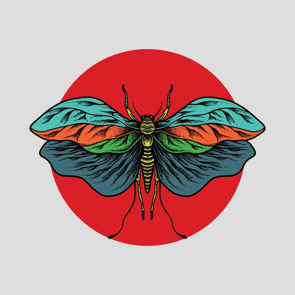 dibujo de insectos con circulo rojo vector