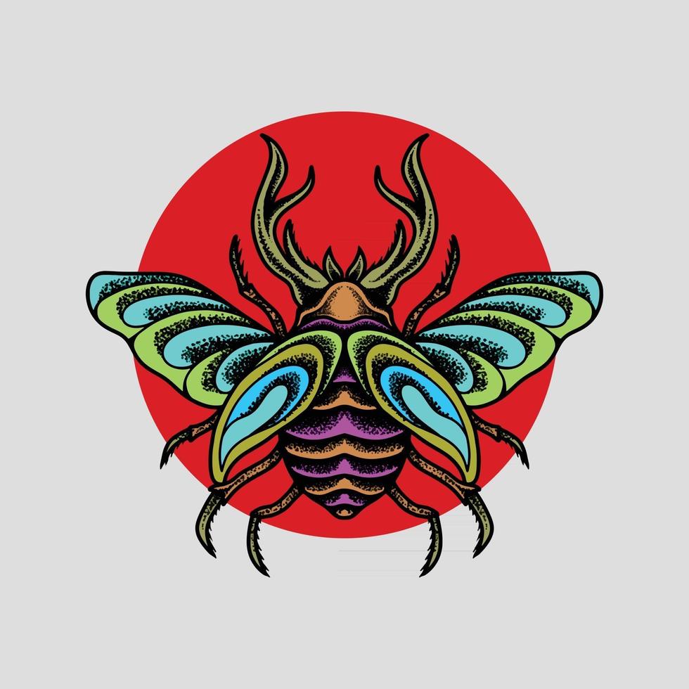 Insect drawing with red circle vector
