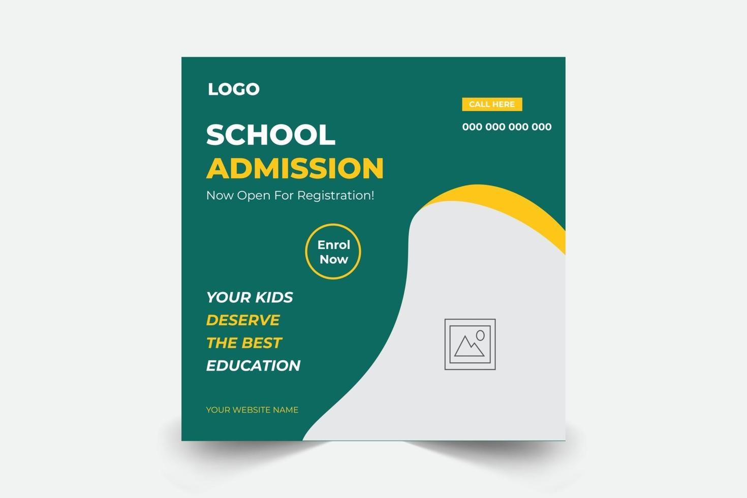 School education admission social media banner post template vector