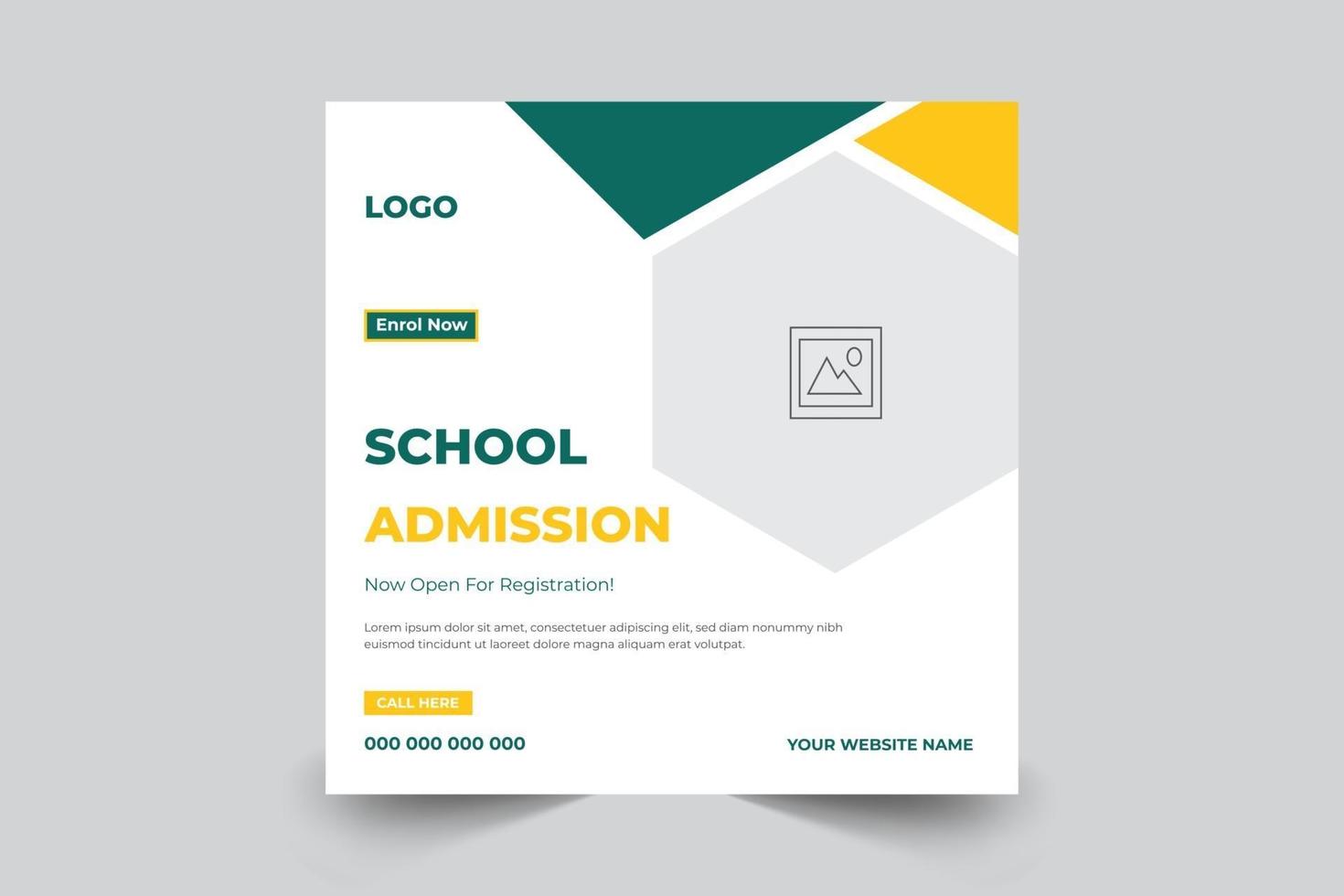 Admission banner post template for school, college, university vector