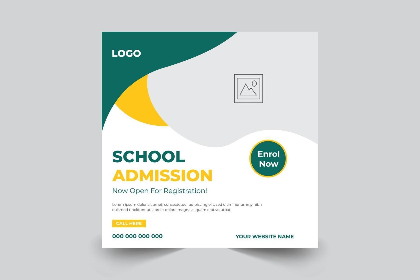 Admission banner post template for school, college, university vector