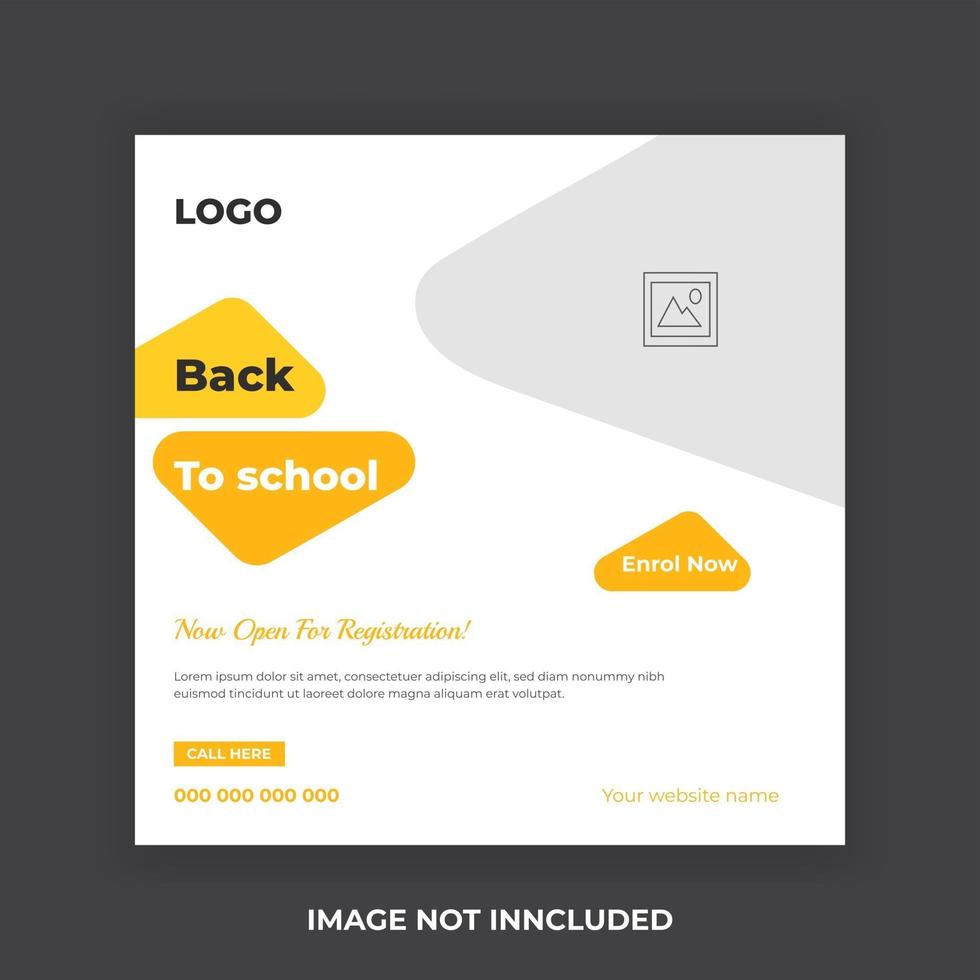 Admission banner post template for school, college, university vector