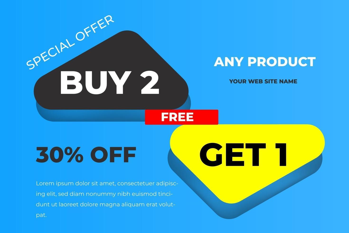 Special offer buy 2, free get 1 sale banner vector template design
