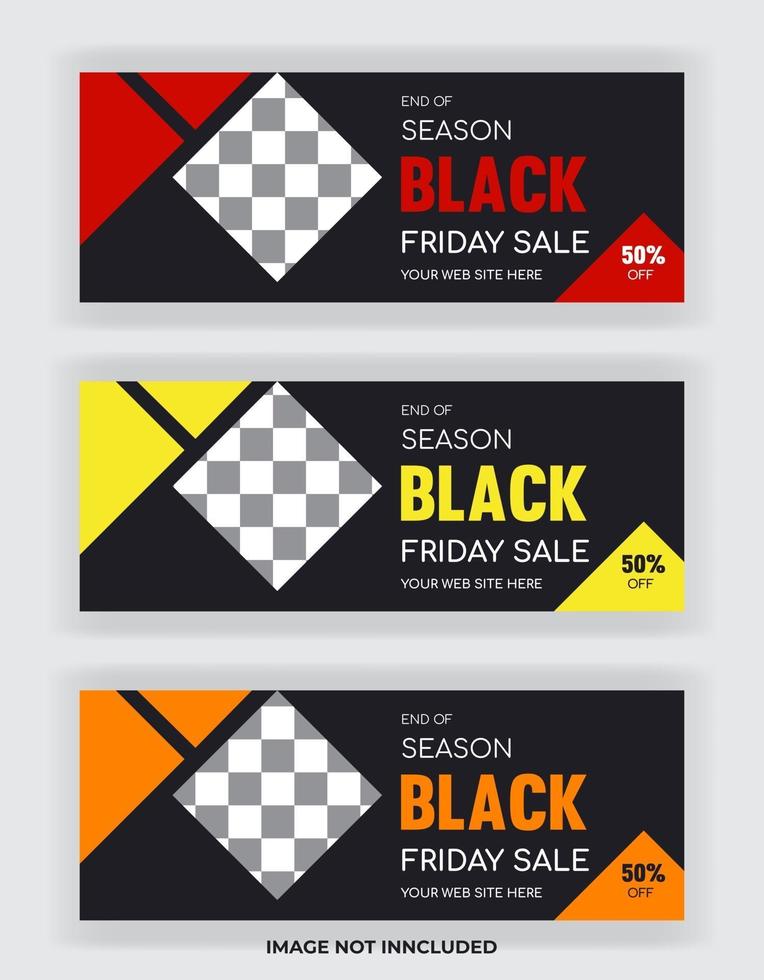 Black Friday sale facebook cover banner. Social media post template vector