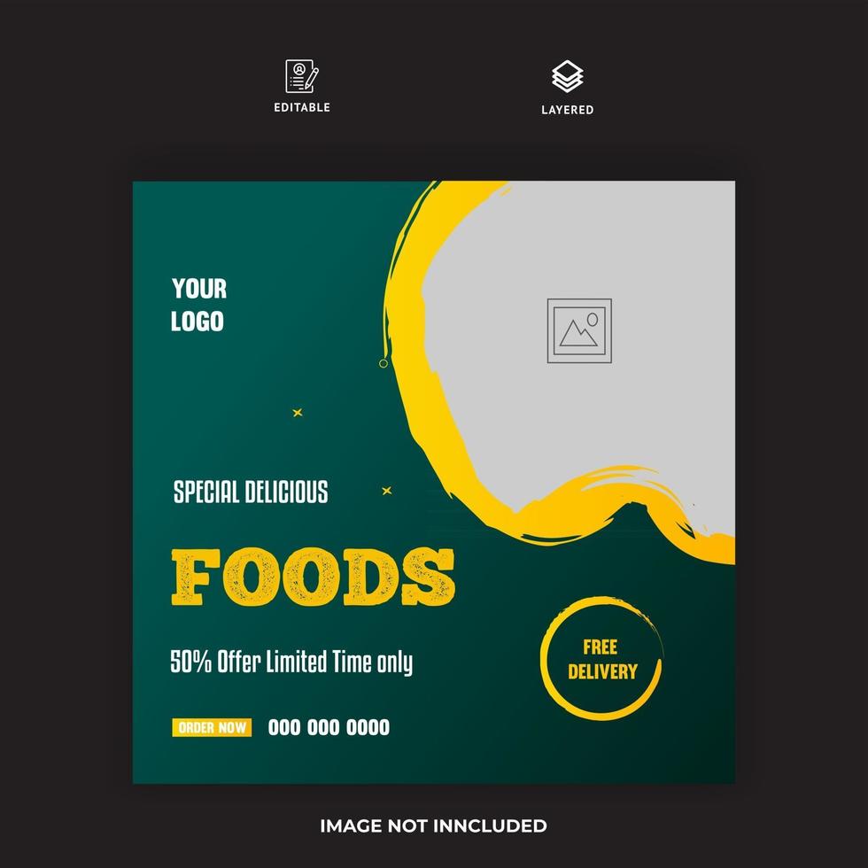 Restaurant Food Banner Post Template Vector