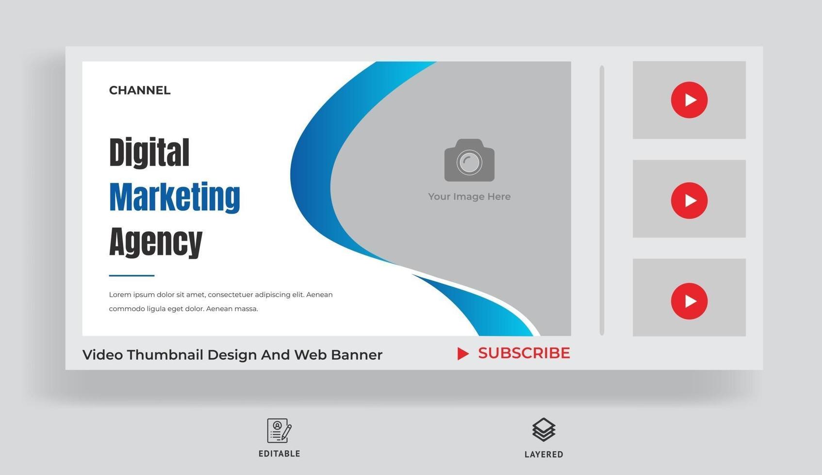 Thumbnail design for your videography. Video thumbnail and web banner vector