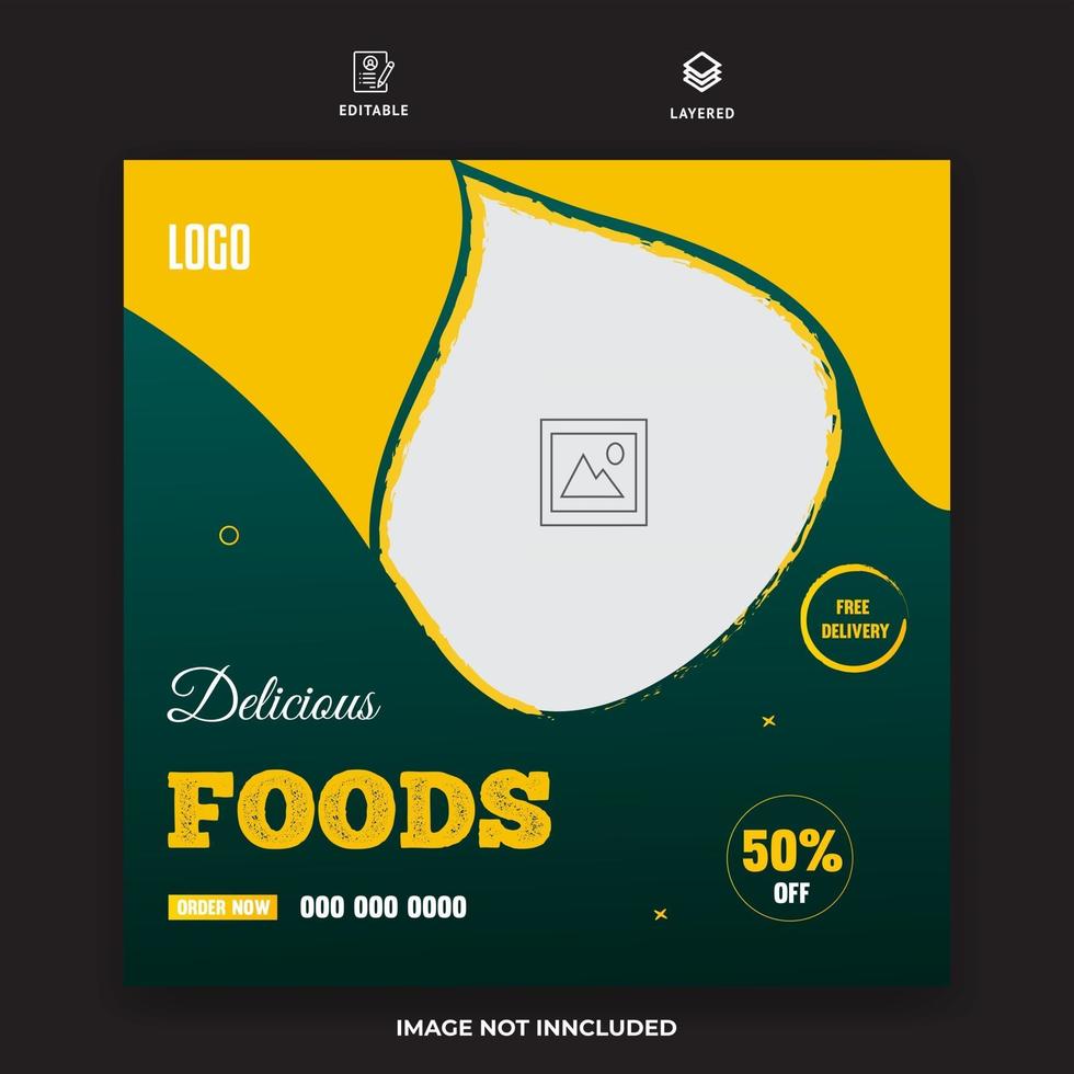 Restaurant banner post template vector for your food services