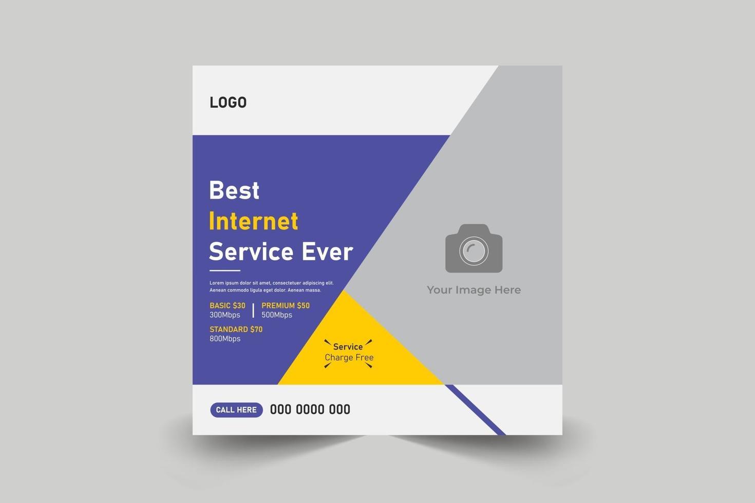 Broadband internet services social media post and web banner template vector