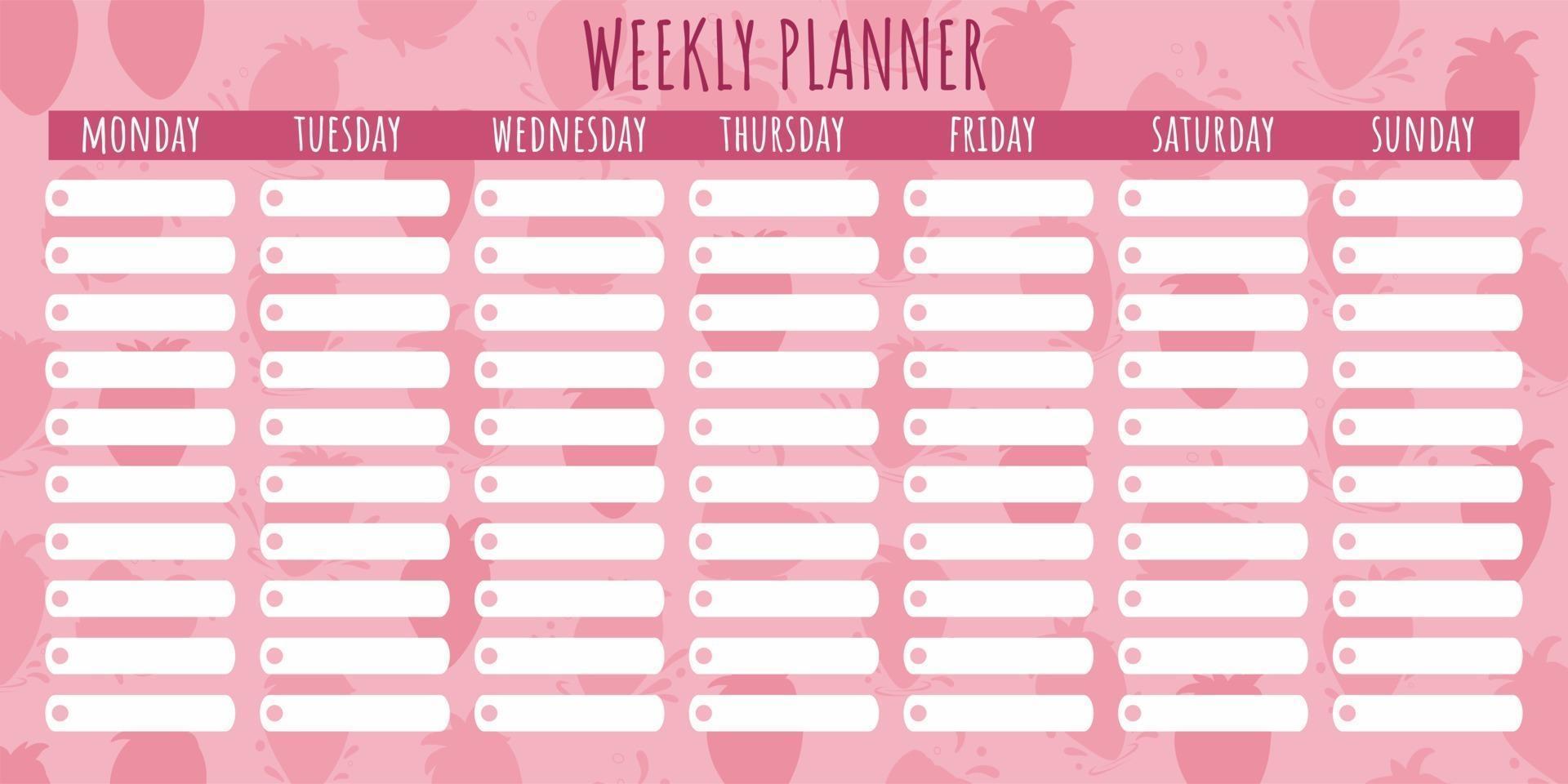 Weekly planner. Templates notes to-do lists. Schedule for your design. vector