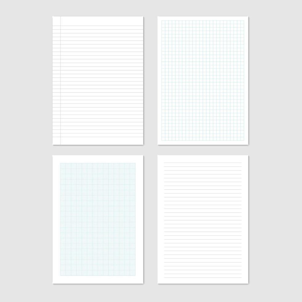 Paper sheets collection of A4 format, vector illustration