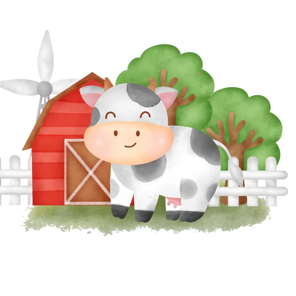 Cute cartoon sheep in a farm vector