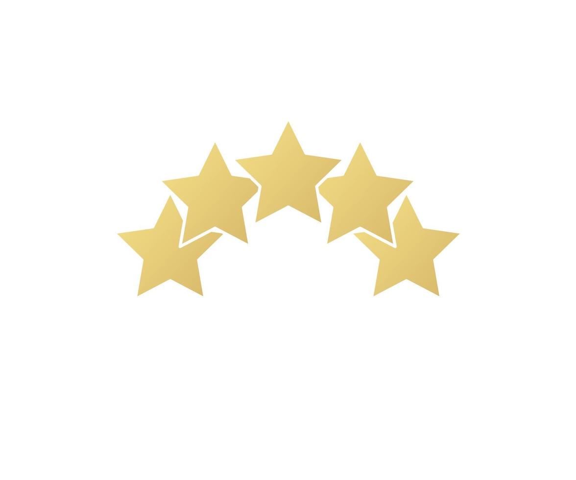 Icono de 5 estrellas. calificación, revisión, símbolo plano vector