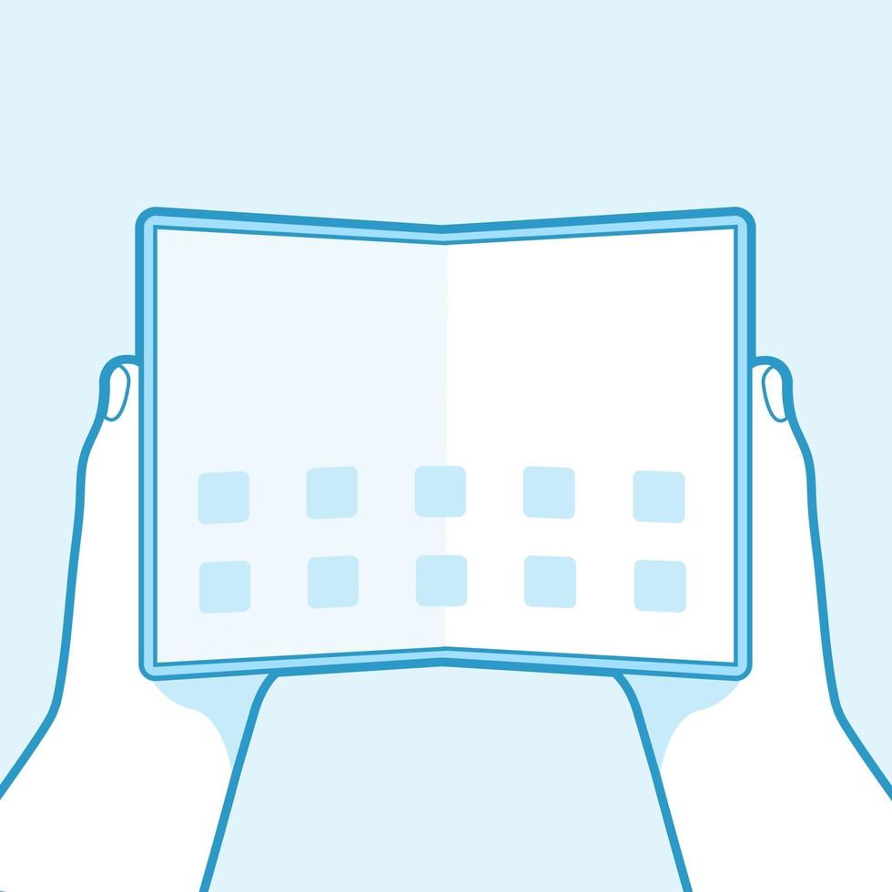 Hand holding foldable screen smart phone. vector