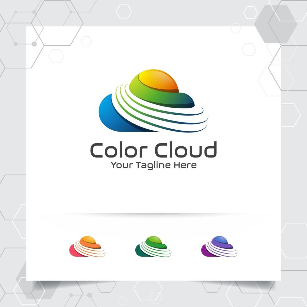 Colorful cloud logo vector design with concept of modern color