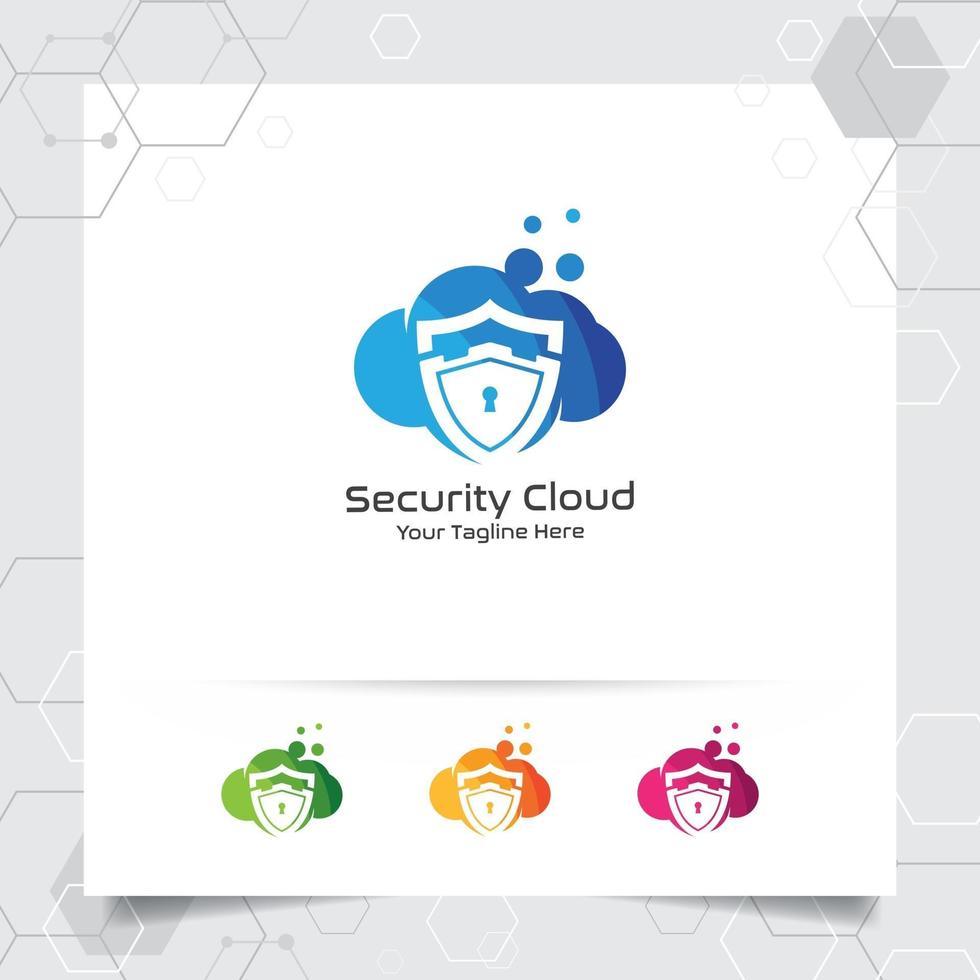 Security cloud logo design vector concept of protection shield