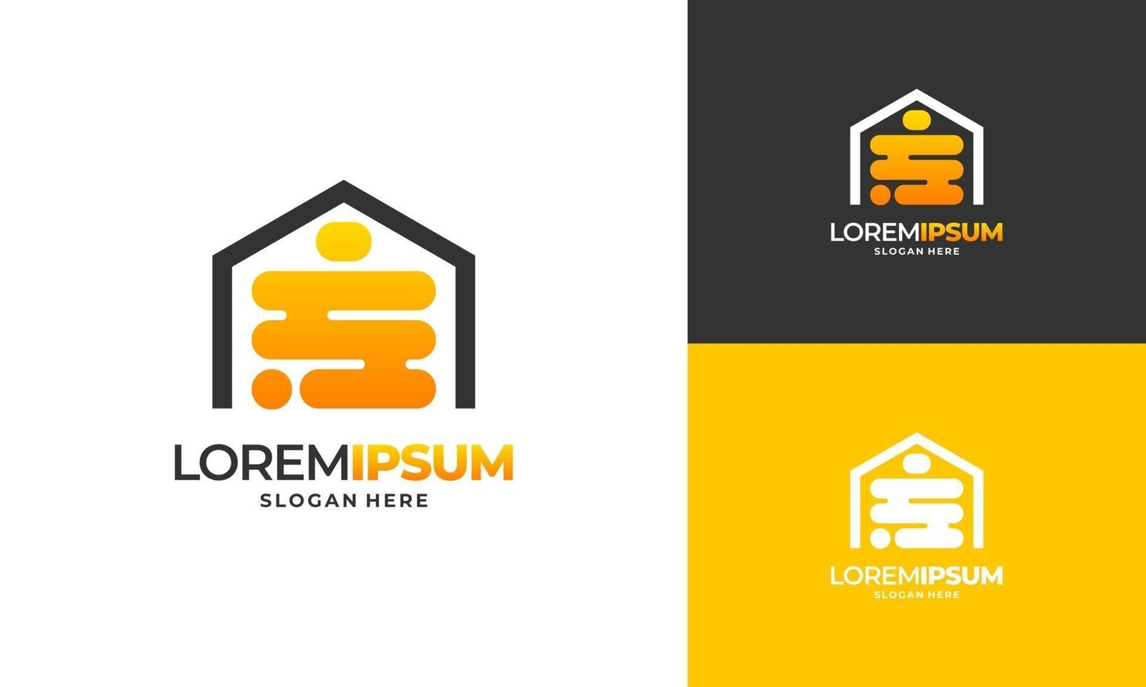 Bee house logo designs vector, Honey House Farm logo vector