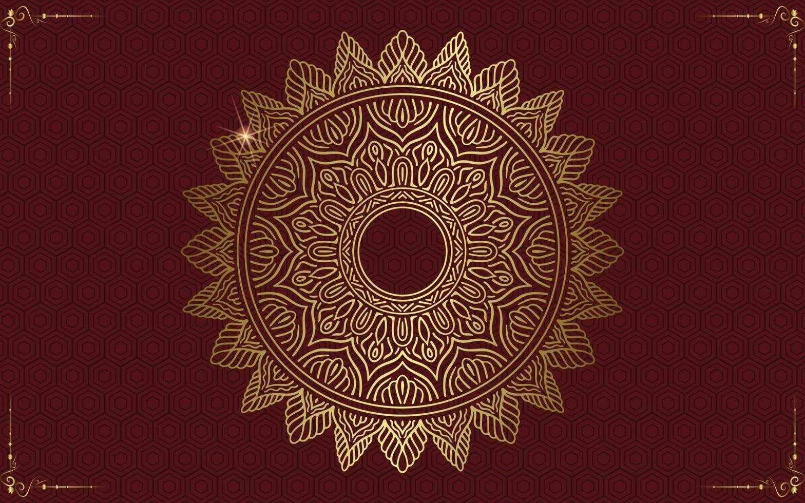 Fondo adornado de mandala de oro de lujo para invitación de boda vector