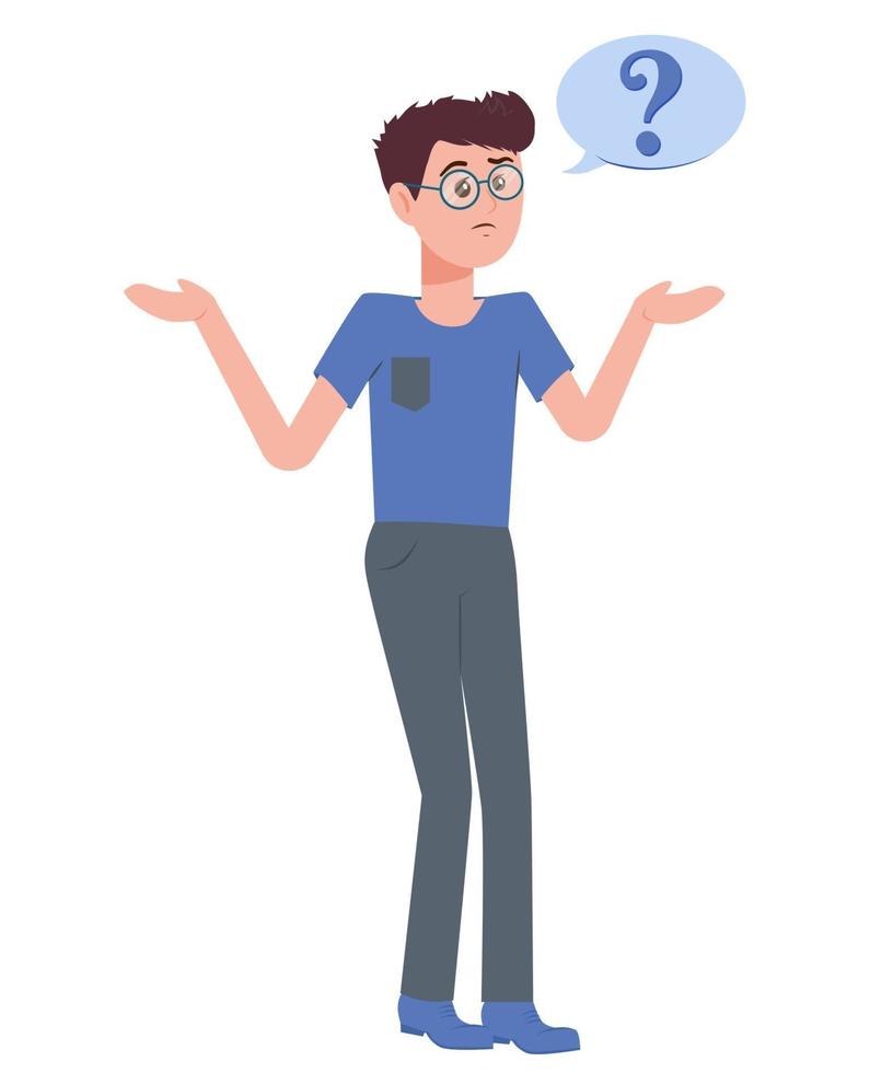 Man with question mark in think bubble. People thinking vector