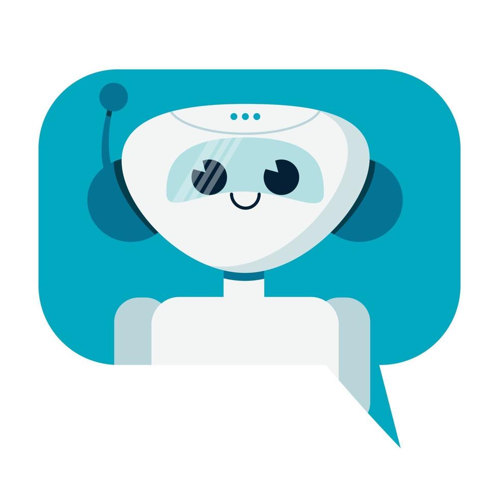 Smiling cute robot chat bot in speech bubble. Support 3002930 Vector Art at Vecteezy