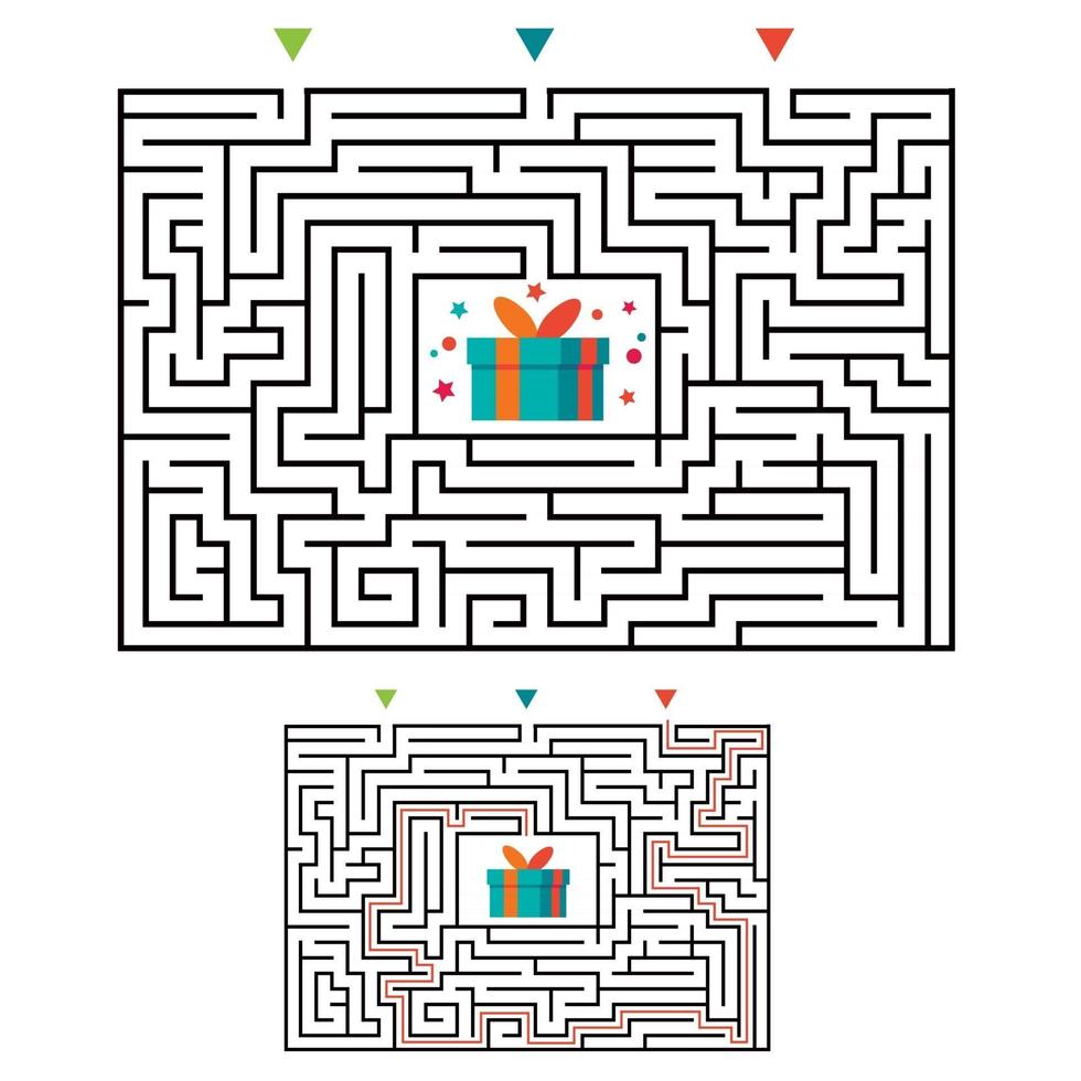 Rectangular maze labyrinth game for kids. Labyrinth logic conundrum. vector