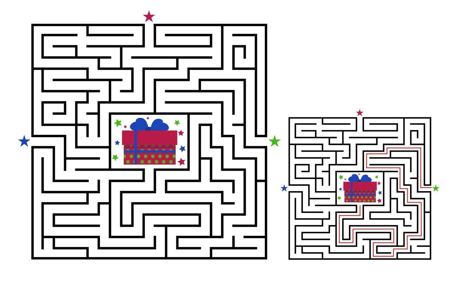Square maze labyrinth game for kids. Labyrinth logic conundrum. vector
