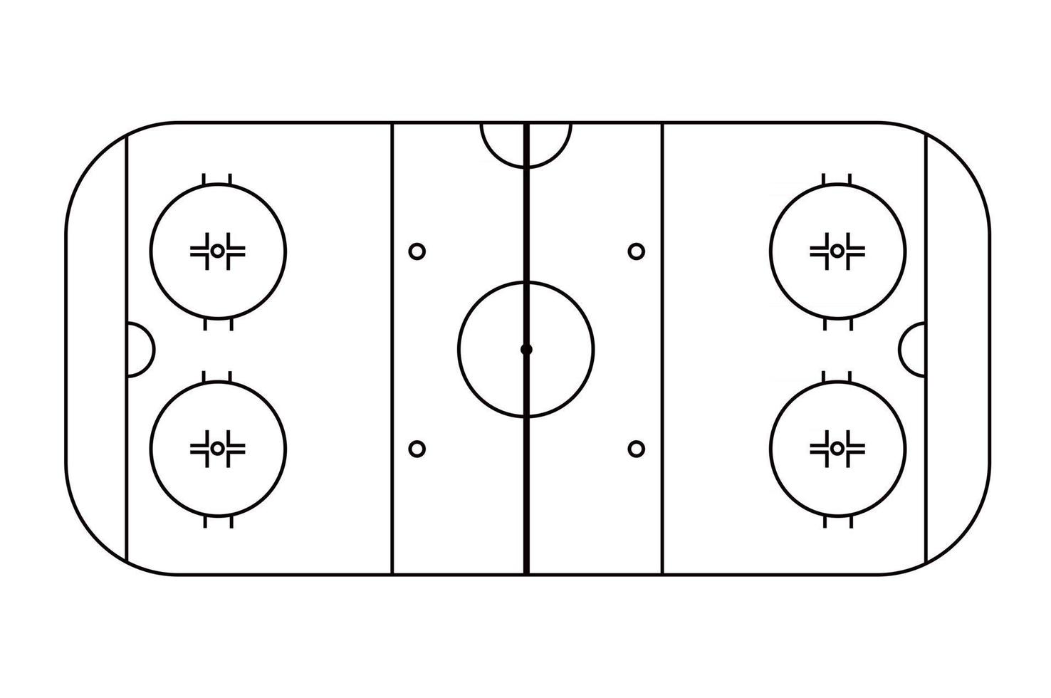 Ice hockey field scheme. View from above. Black and white vector