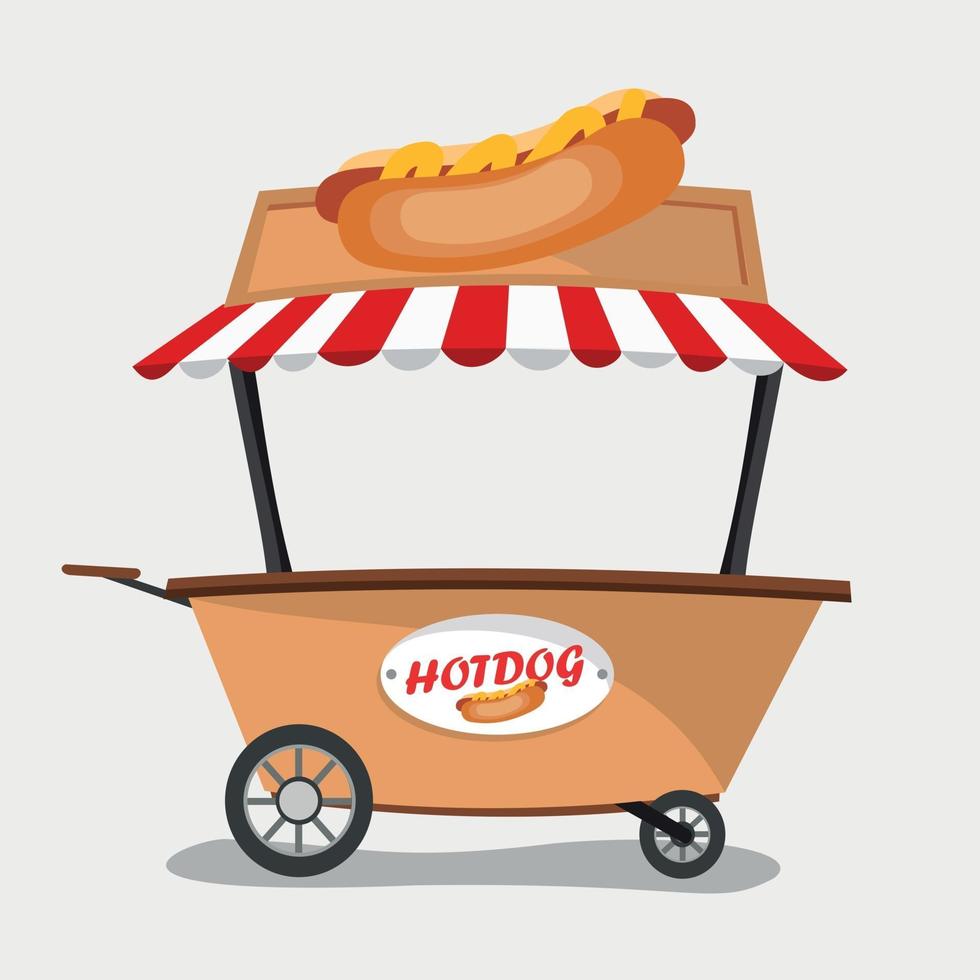 hot-dog seller in cart vector