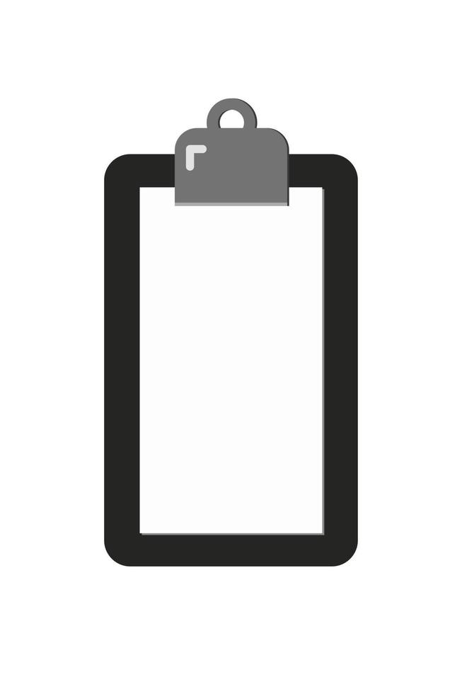 Black clipboard with blank white sheet. Space for your text. vector