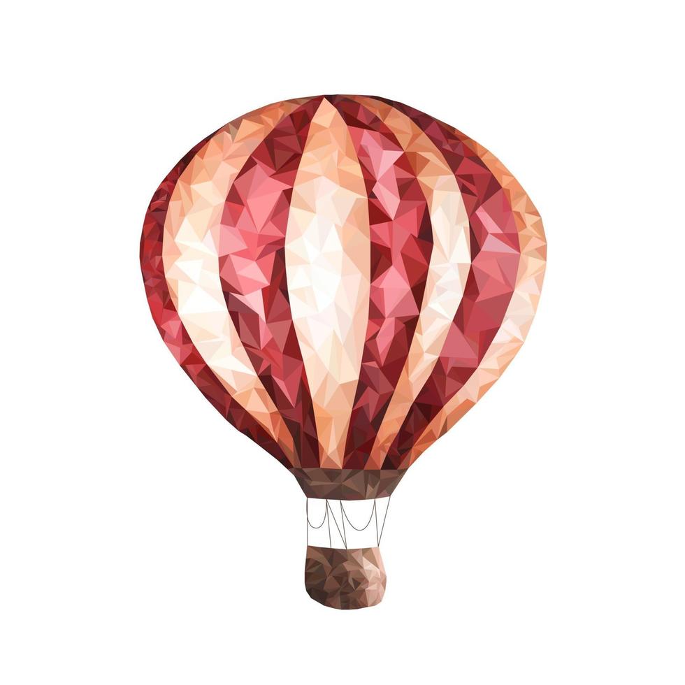 Low polygonal air balloon. Wireframe polygon concept. vector