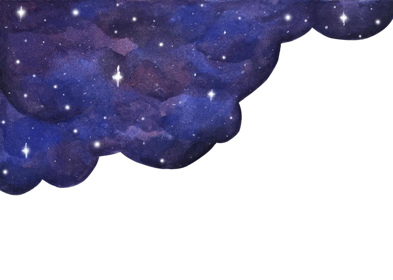 Watercolor night sky background with stars. vector