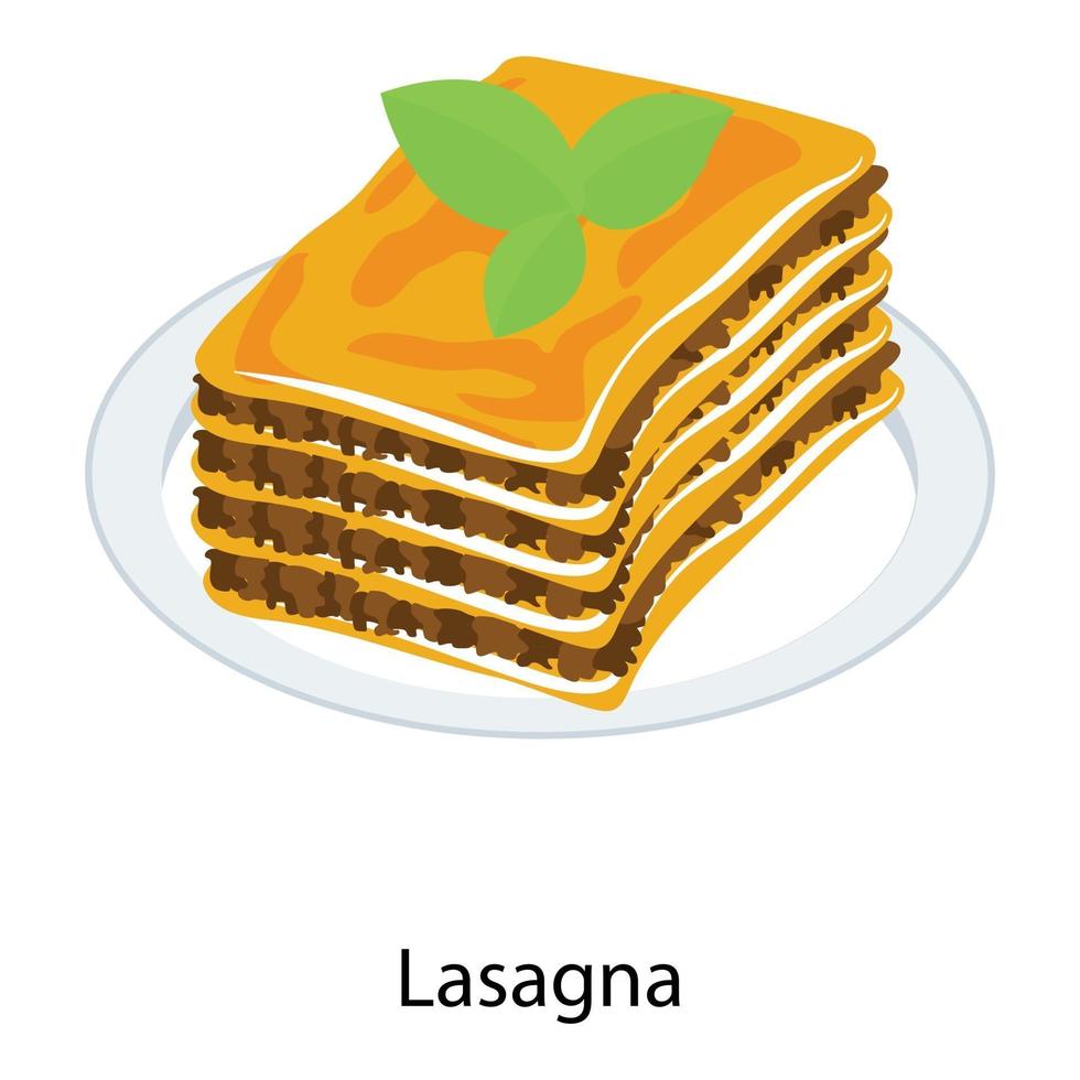 plato de comida de lasaña vector