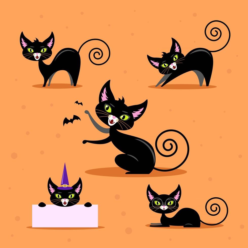 dibujos animados de halloween gato negro vector