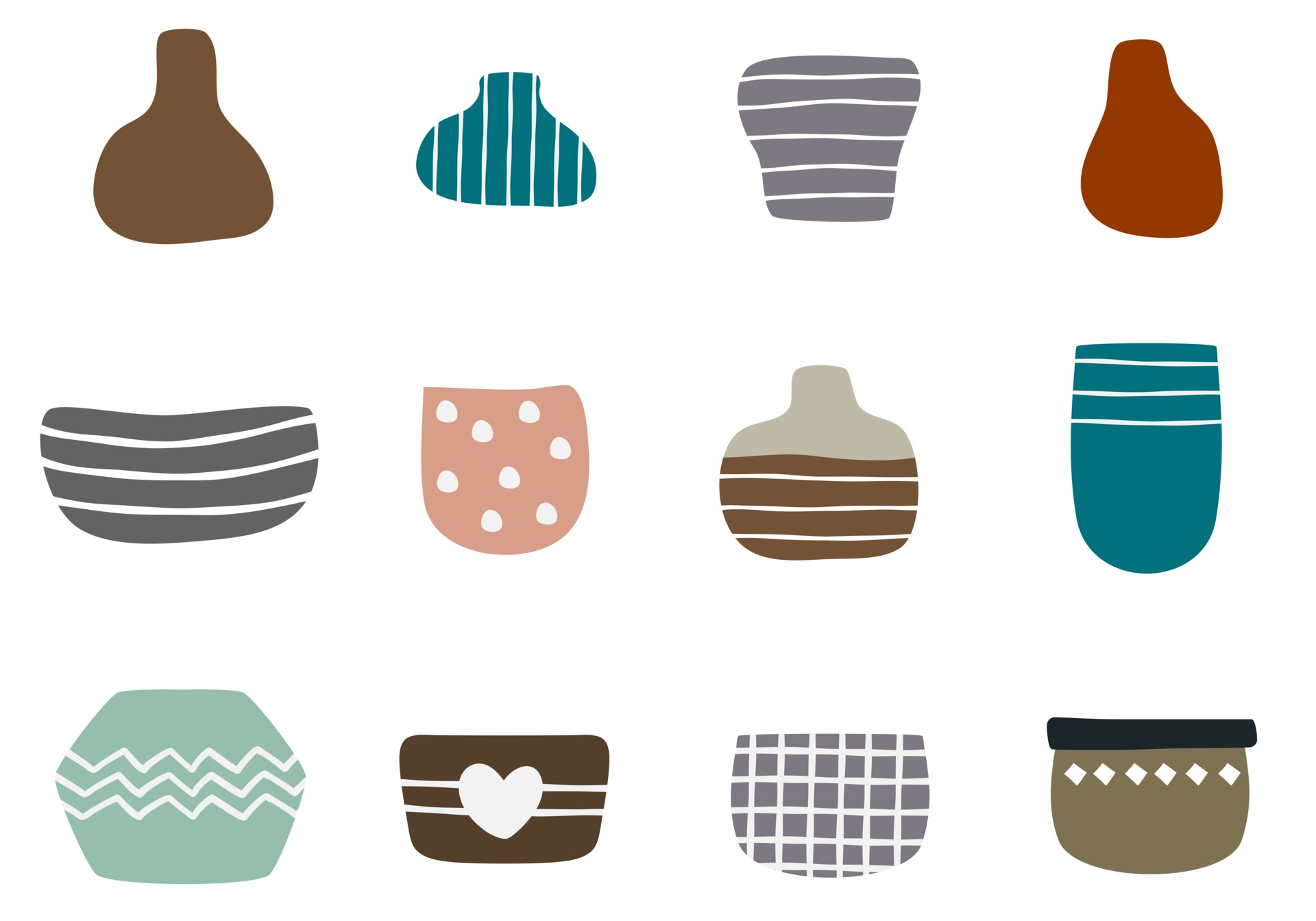 Set of Different Shapes of Decorative Vases and Pots 3003696 Vector Art