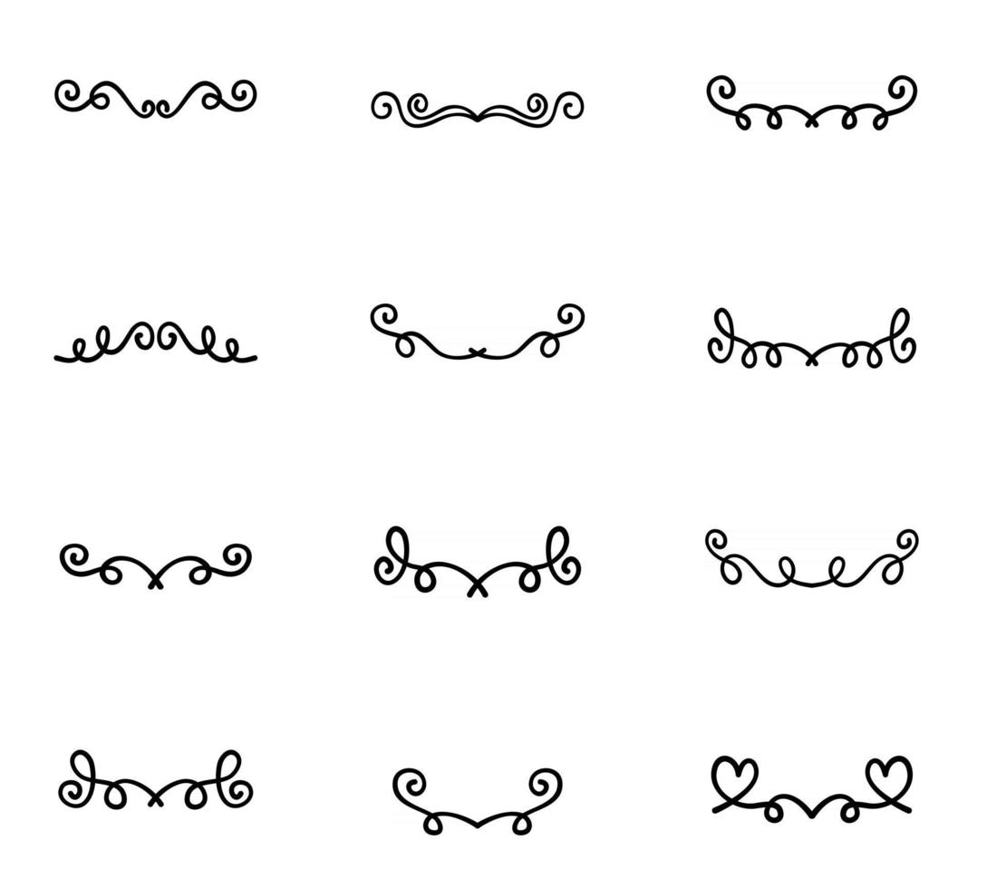 Hand Drawn Curly Ornamental Dividers vector