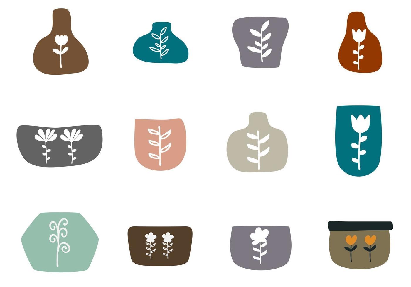 Set of Different Shapes of Decorative Vases and Pots vector