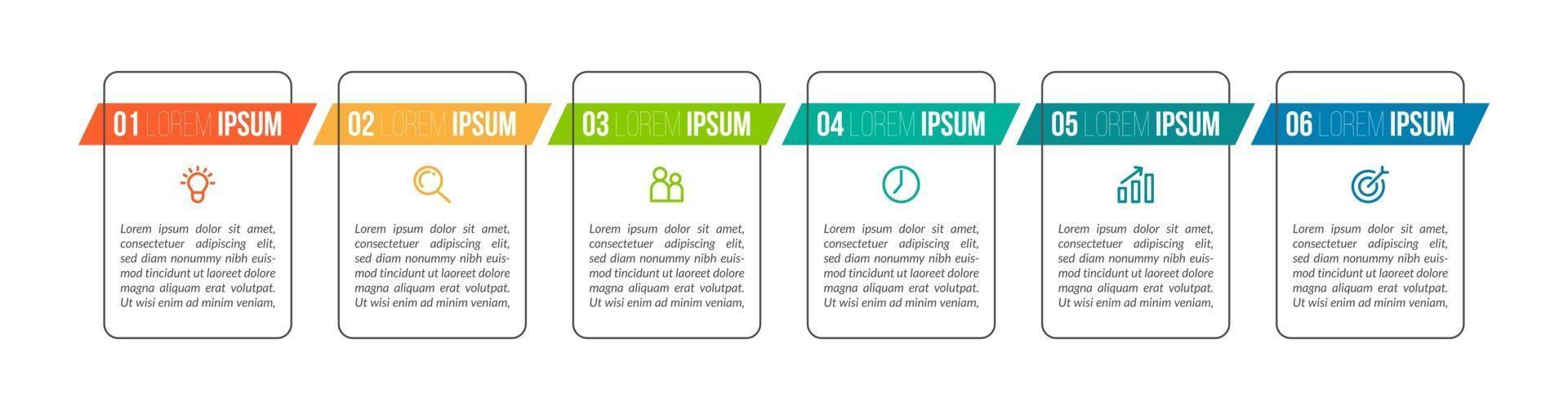 Timeline Infographics with Six Steps vector