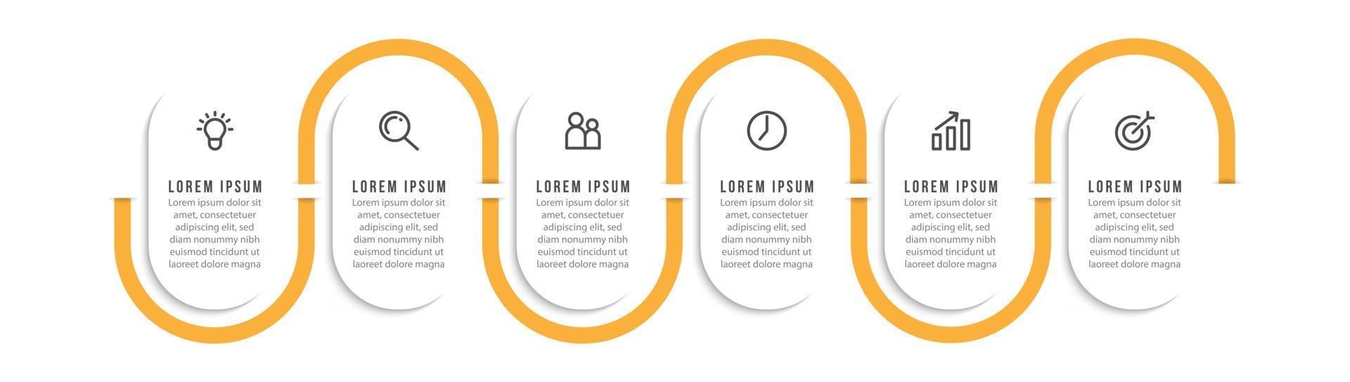 Timeline Infographics with Six Steps vector