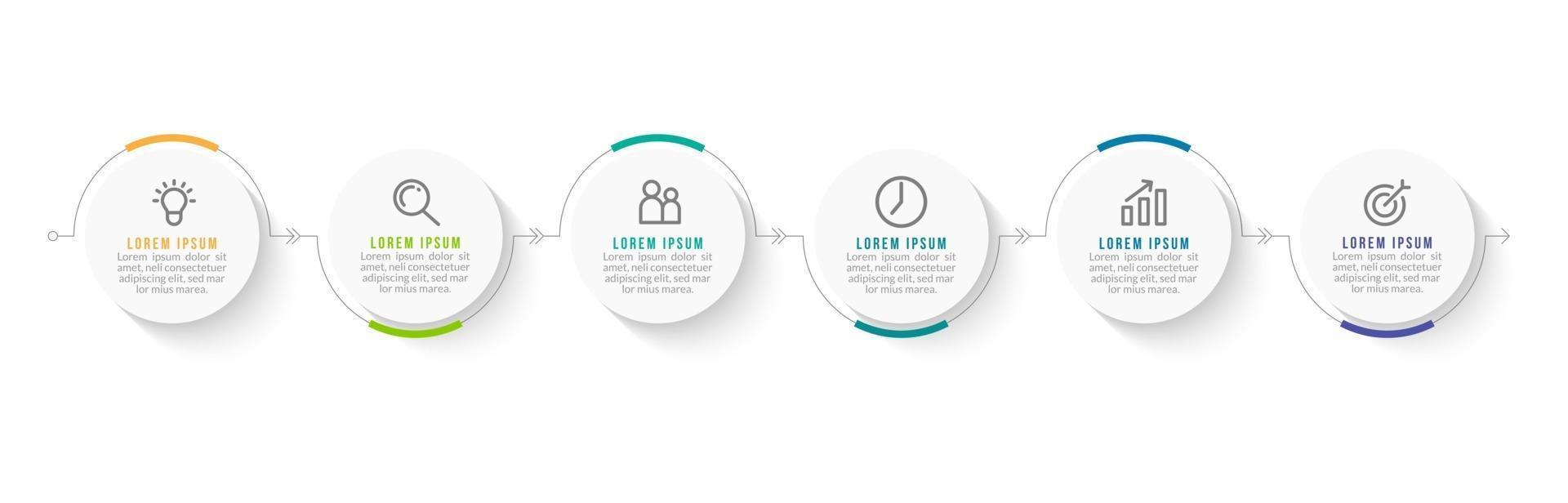 Proceso de infografía empresarial con 6 pasos. vector