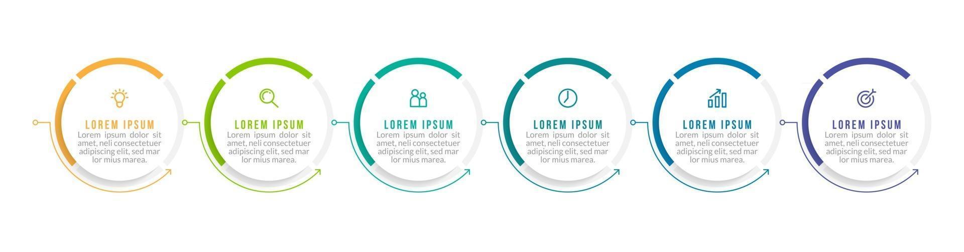 Timeline Infographics with Six Steps vector