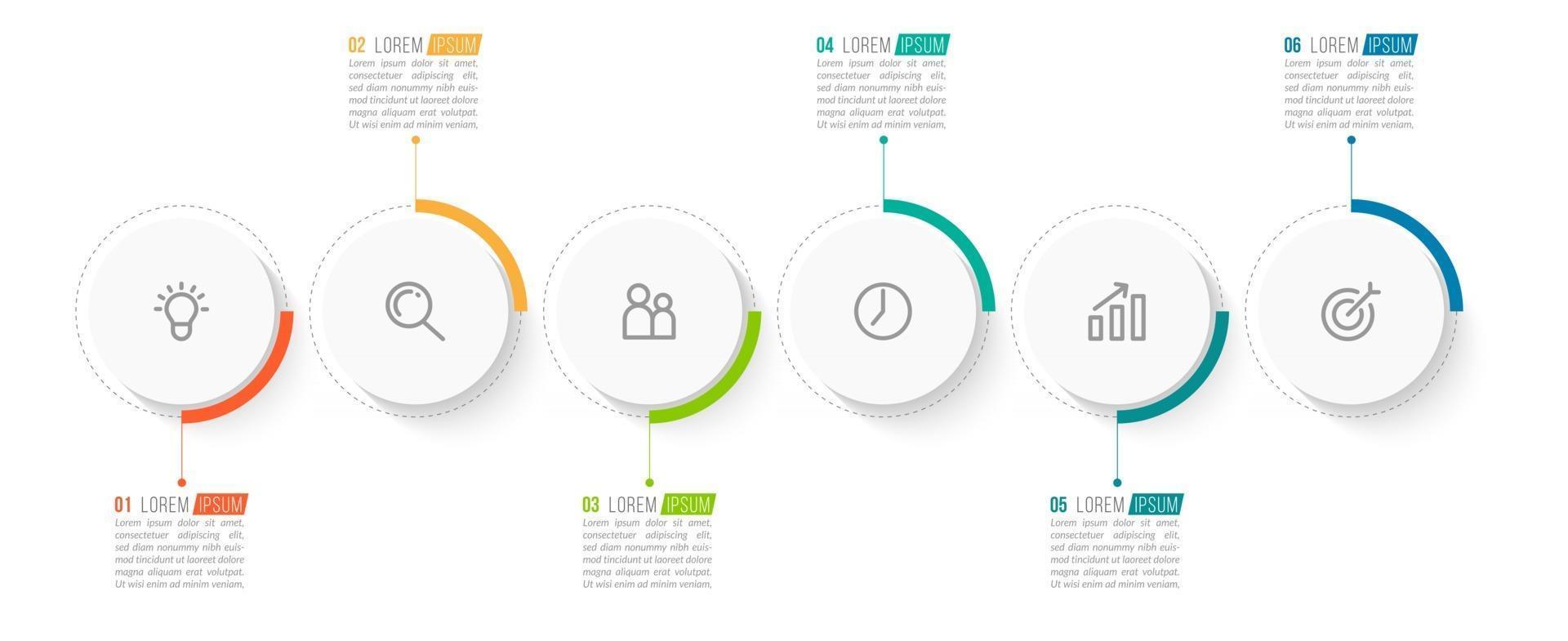 Proceso de infografía empresarial con 6 pasos. vector