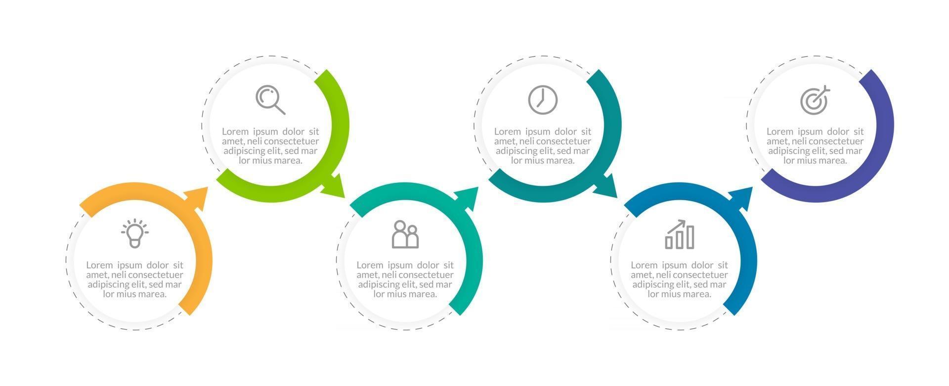 Proceso de infografía empresarial con 6 pasos. vector