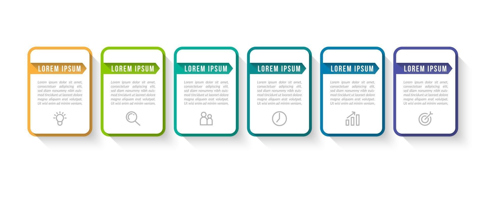 Proceso de infografía empresarial con 6 pasos. vector